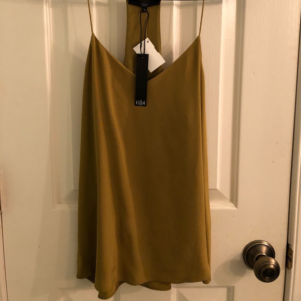 Tibi Olive silk tank